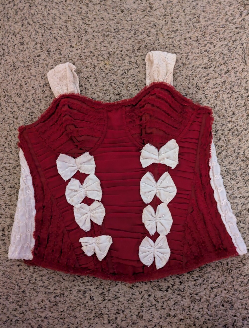 Handmade 36 Inch Bust Red White Corset